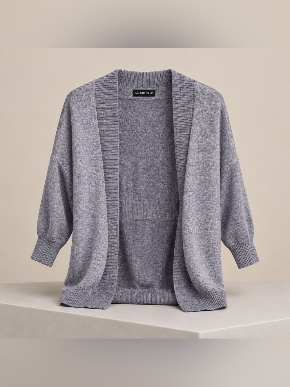 My Michelle Small Grey Open Front Rayon Polyester Cardigan